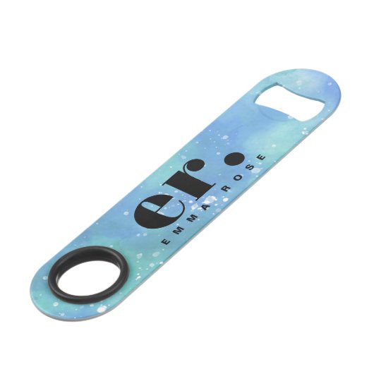 Monogram Fantasy Wasserfarbe Stilvoll Moderner Min Speed Flaschenöffner (Vorderseite Schrägansicht)