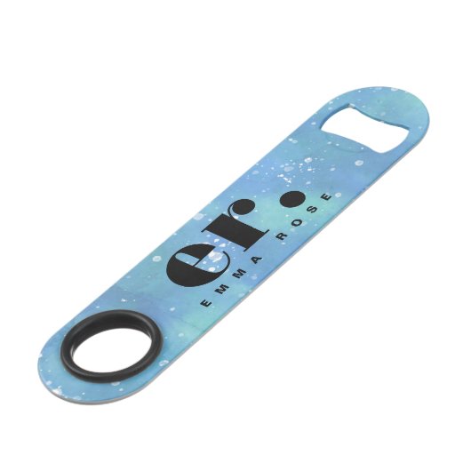 Monogram Fantasy Wasserfarbe Stilvoll Moderner Min Speed Flaschenöffner (Rückseite Schrägansicht)