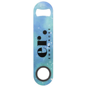 Monogram Fantasy Wasserfarbe Stilvoll Moderner Min Speed Flaschenöffner