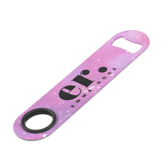 Monogram Fantasy Wasserfarbe Stilvoll Moderner Min Speed Flaschenöffner (Vorderseite Schrägansicht)