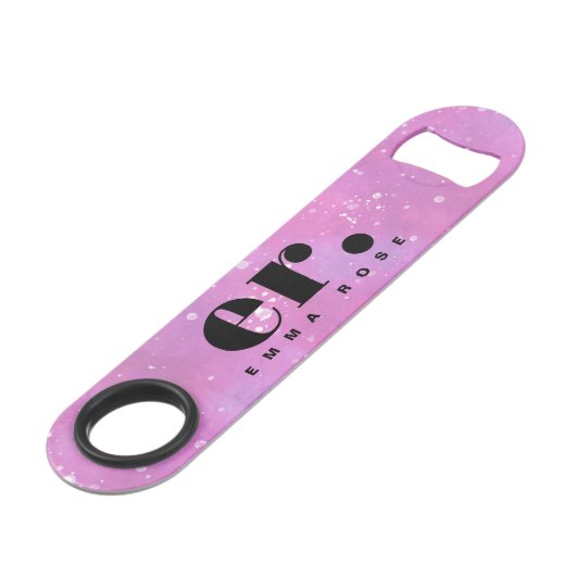 Monogram Fantasy Wasserfarbe Stilvoll Moderner Min Speed Flaschenöffner (Rückseite Schrägansicht)