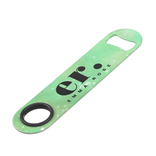 Monogram Fantasy Wasserfarbe Stilvoll Moderner Min Speed Flaschenöffner (Vorderseite Schrägansicht)