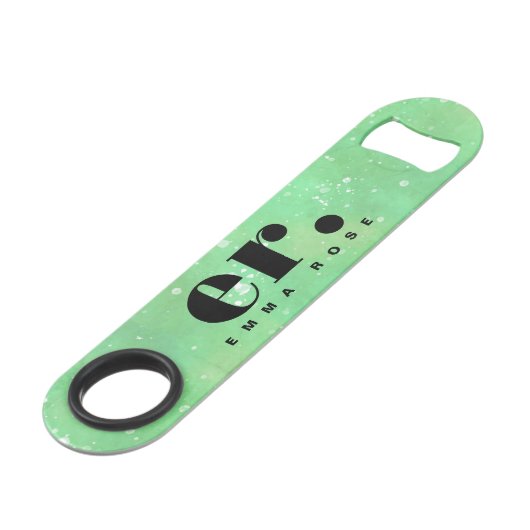 Monogram Fantasy Wasserfarbe Stilvoll Moderner Min Speed Flaschenöffner (Rückseite Schrägansicht)