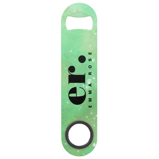 Monogram Fantasy Wasserfarbe Stilvoll Moderner Min Speed Flaschenöffner (Vorderseite)