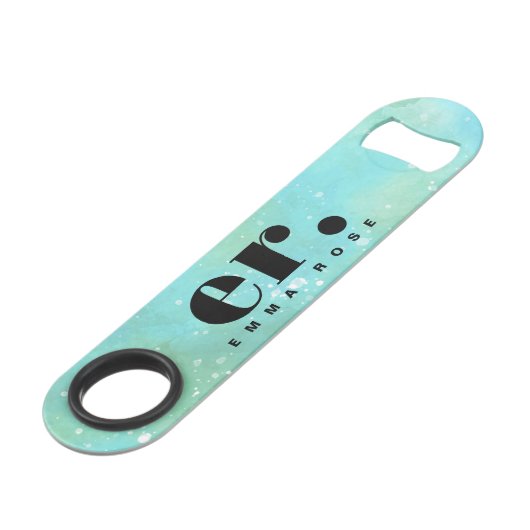 Monogram Fantasy Wasserfarbe Stilvoll Moderner Min Speed Flaschenöffner (Vorderseite Schrägansicht)