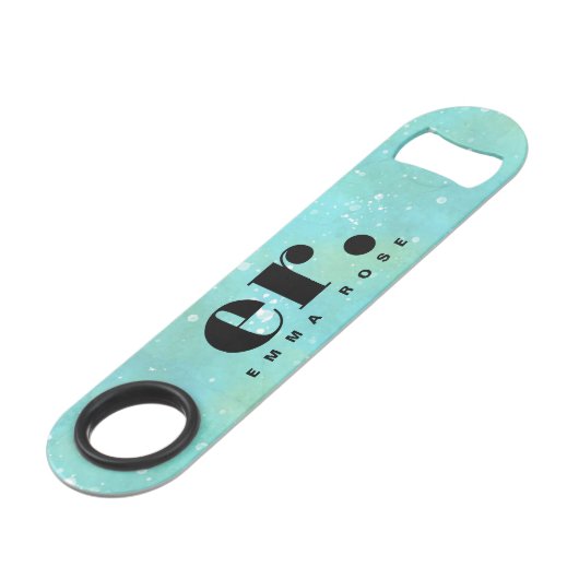 Monogram Fantasy Wasserfarbe Stilvoll Moderner Min Speed Flaschenöffner (Rückseite Schrägansicht)