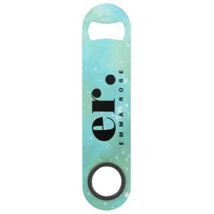Monogram Fantasy Wasserfarbe Stilvoll Moderner Min Speed Flaschenöffner