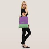 Monogram Farbblock Tote Beutel Lila und Minze grün Tasche (Am Model)