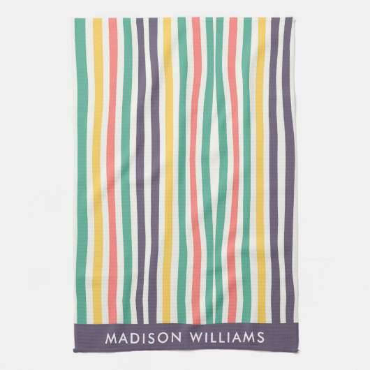 Monogram farbene Linien Elegant Stilvolle Küche T Geschirrtuch (Vertikal)