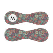Monogram farbenfrohe Blumenmuster im Cartoon-Stil Baseball (Paneele)