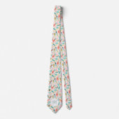 Monogram farbenfrohe Dschungeltiere rosa Krawatte (Vorderseite)