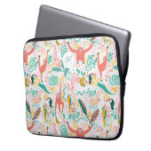 Monogram farbenfrohe Dschungeltiere rosa Laptopschutzhülle (Vorderseite Links)