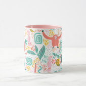 Monogram farbenfrohe Dschungeltiere rosa Tasse (Zentrum)