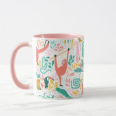 Monogram farbenfrohe Dschungeltiere rosa Tasse (Links)