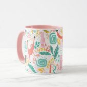 Monogram farbenfrohe Dschungeltiere rosa Tasse (Vorderseite Links)