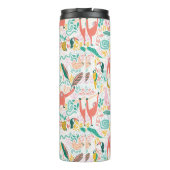 Monogram farbenfrohe glückliche Jungle-Tiere Thermosbecher (Rückseite)