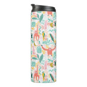 Monogram farbenfrohe glückliche Jungle-Tiere Thermosbecher (Nach rechts gedreht)