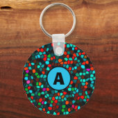 Monogram farbenfrohe mehrfarbige Mosaikmuster Ke Schlüsselanhänger (Vorderseite)