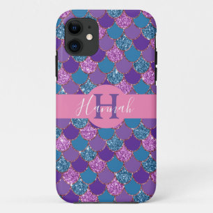 Monogram - Farbenfrohe Mermaid Glitzer Design - Case-Mate iPhone Hülle
