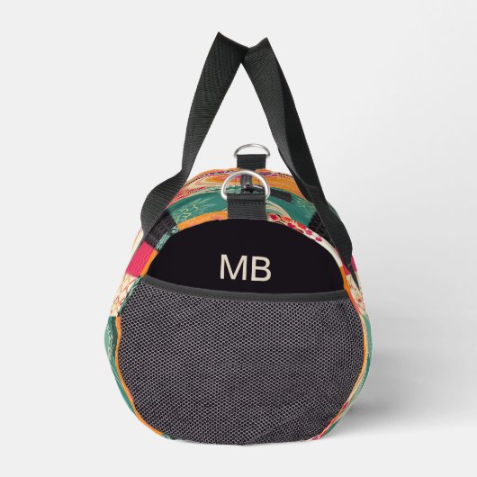 Monogram farbenfrohe moderne Patchwork-Muster Duffle Bag (Rechts)
