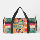 Monogram farbenfrohe moderne Patchwork-Muster Duffle Bag (Rückseite)