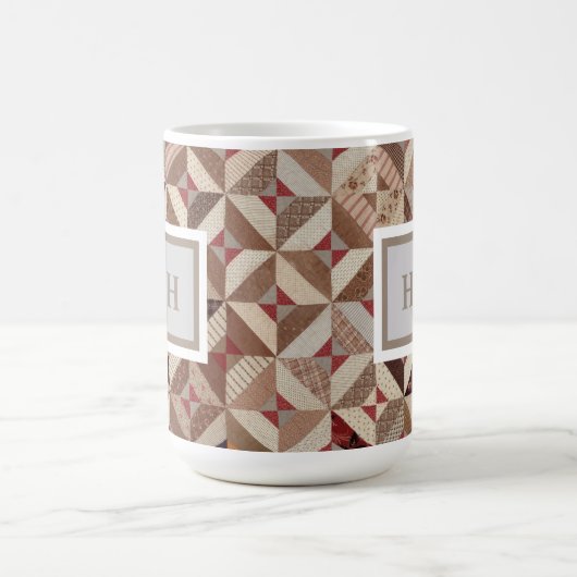 Monogram farbenfrohe Patchwork Quilt Coffee Tasse (Mittel)