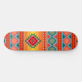 Monogram farbenfrohe Tribal Muster Ethnic Custom Skateboard (Horizontal)