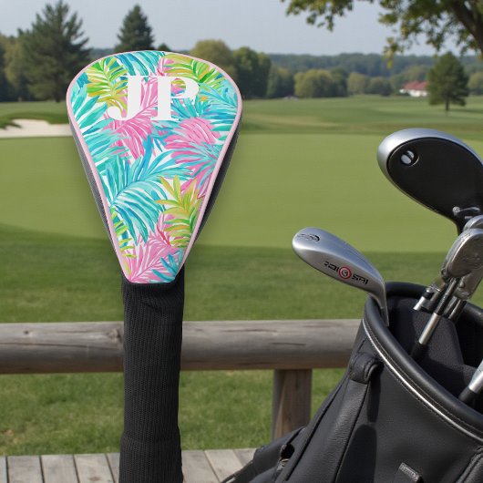 Monogram farbenfrohe tropische Blätter Custom Golf Headcover