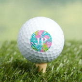 Monogram farbenfrohe tropische Blätter Custom Golfball (Insitu T-Shirt)