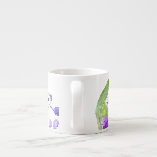 Monogram farbenfrohe Wasserfarbe Orchid-Design Espressotasse (Rückseite)