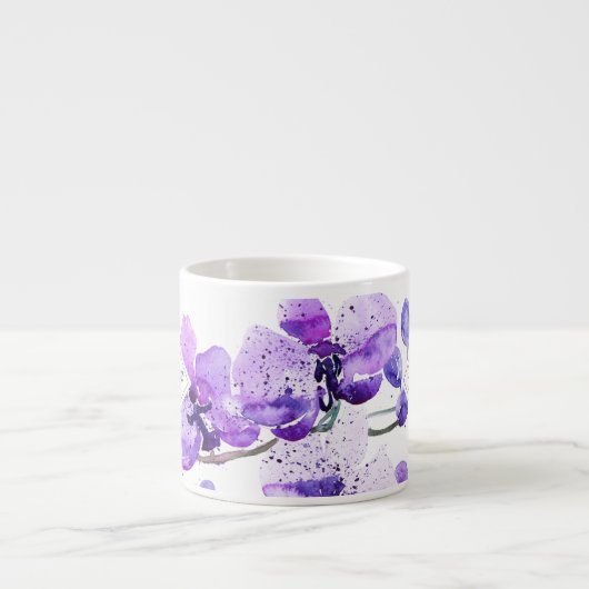 Monogram farbenfrohe Wasserfarbe Orchid-Design Espressotasse (Vorderseite)