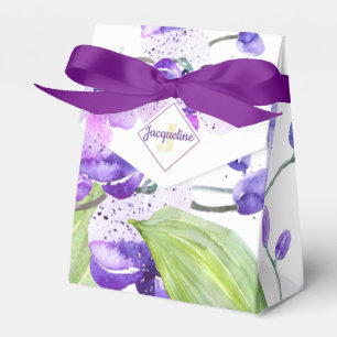Monogram farbenfrohe Wasserfarbe Orchid-Design Geschenkschachtel