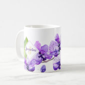 Monogram farbenfrohe Wasserfarbe Orchid-Design Kaffeetasse (Vorderseite Links)