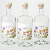 Monogram farbenfrohe Wilde Blume Illustriert Alkoholflaschenetikett (Flaschen)