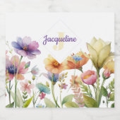 Monogram farbenfrohe Wilde Blume Illustriert Alkoholflaschenetikett (Einzelnes Label)