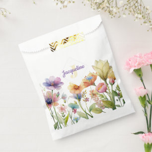 Monogram farbenfrohe Wilde Blume Illustriert Geschenktütchen