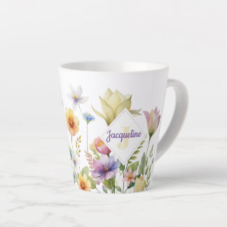 Monogram farbenfrohe Wilde Blume Illustriert Milchtasse