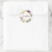 Monogram farbenfrohe Wilde Blume Illustriert Runder Aufkleber (Tasche)