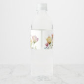 Monogram farbenfrohe Wilde Blume Illustriert Wasserflaschenetikett (Rückseite)