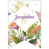 Monogram farbenfrohe Wilde Blume Illustriert Wimpelkette (Erste Fahne)
