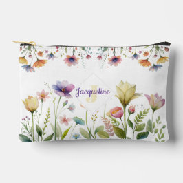 Monogram farbenfrohe Wilde Blume Illustriert Zubehörtasche