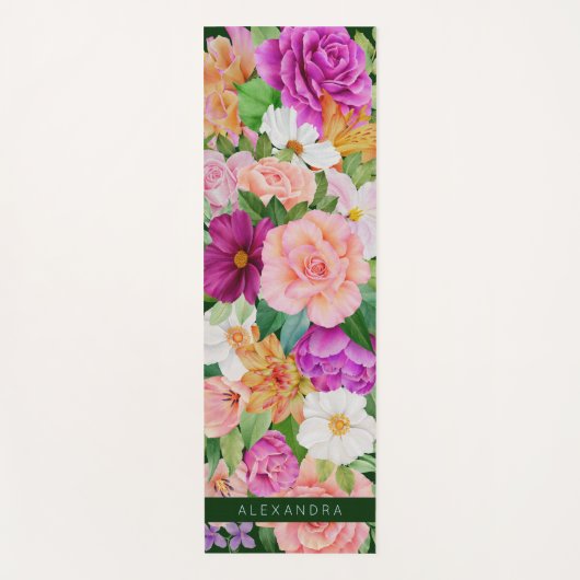 Monogram, farbig, florfarbig Lila rosa Yogamatte (Vorderseite)