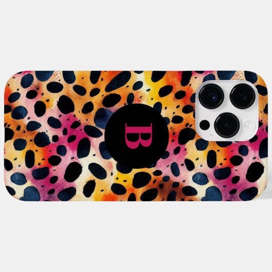 Monogram, farbig, moderne Leopardrucke Case-Mate iPhone Hülle (Rückseite (Horizontal))
