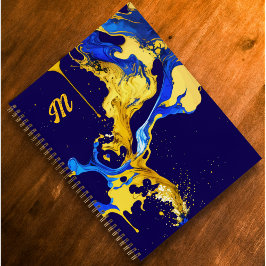 Monogram farbige blaugelbe Künstlerskizze Notizblock