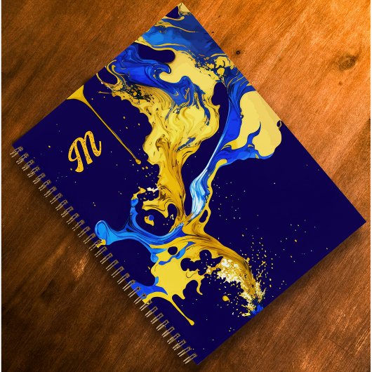 Monogram farbige blaugelbe Künstlerskizze Notizblock