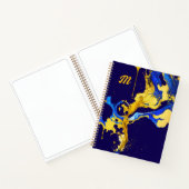 Monogram farbige blaugelbe Künstlerskizze Notizblock (Innenseite)