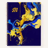 Monogram farbige blaugelbe Künstlerskizze Notizblock (Vorderseite)