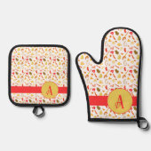 Monogram-farbige Formen Ofenhandschuh & Topflappen-Set (Vorderseite)