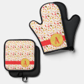 Monogram-farbige Formen Ofenhandschuh & Topflappen-Set (Vorderseite/Rückseite)