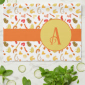 Monogram, farbige Formen Orange Single Strip Geschirrtuch (Gefaltet)